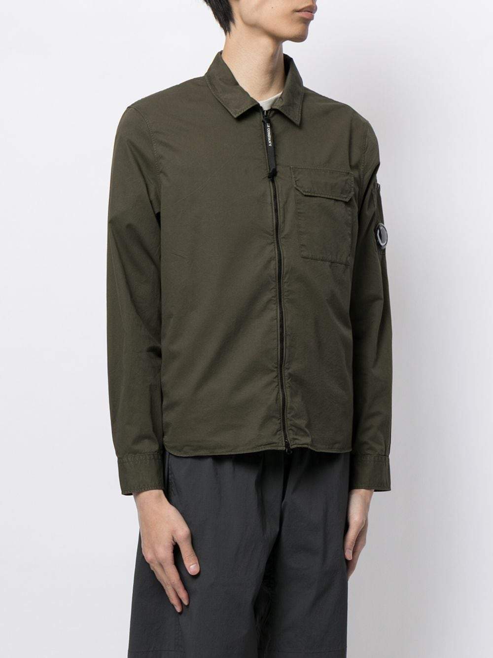 C.P COMPANY Lens Zip Overshirt Khaki - MAISONDEFASHION.COM