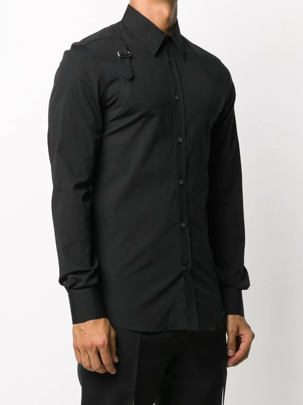 Alexander McQueen Harness Shirt Black/Black - MAISONDEFASHION.COM