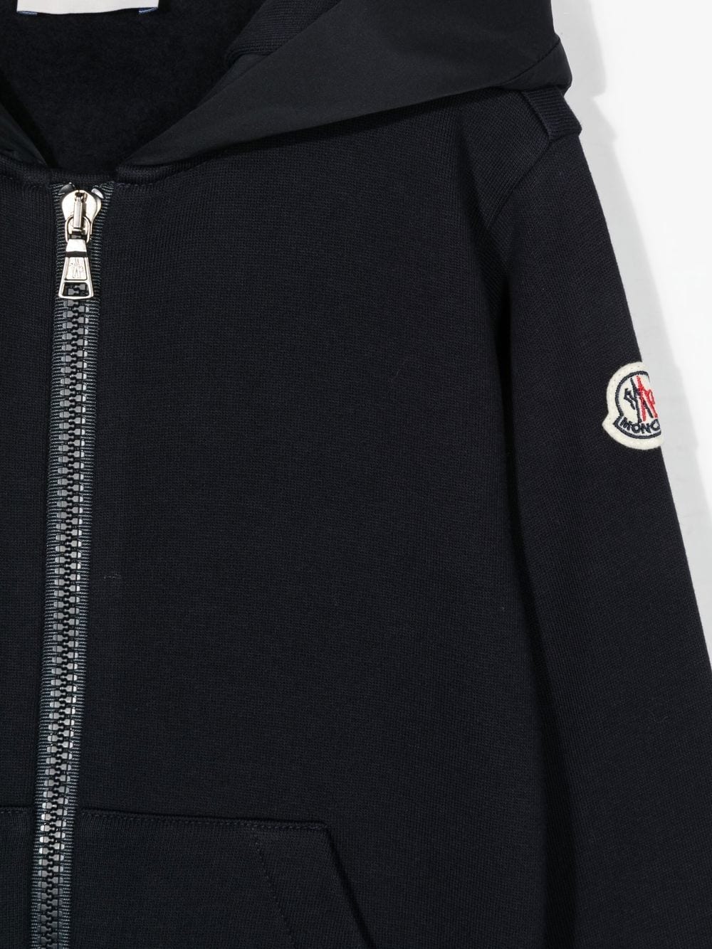 MONCLER KIDS Logo-Print Zipped Hoodie Navy - MAISONDEFASHION.COM