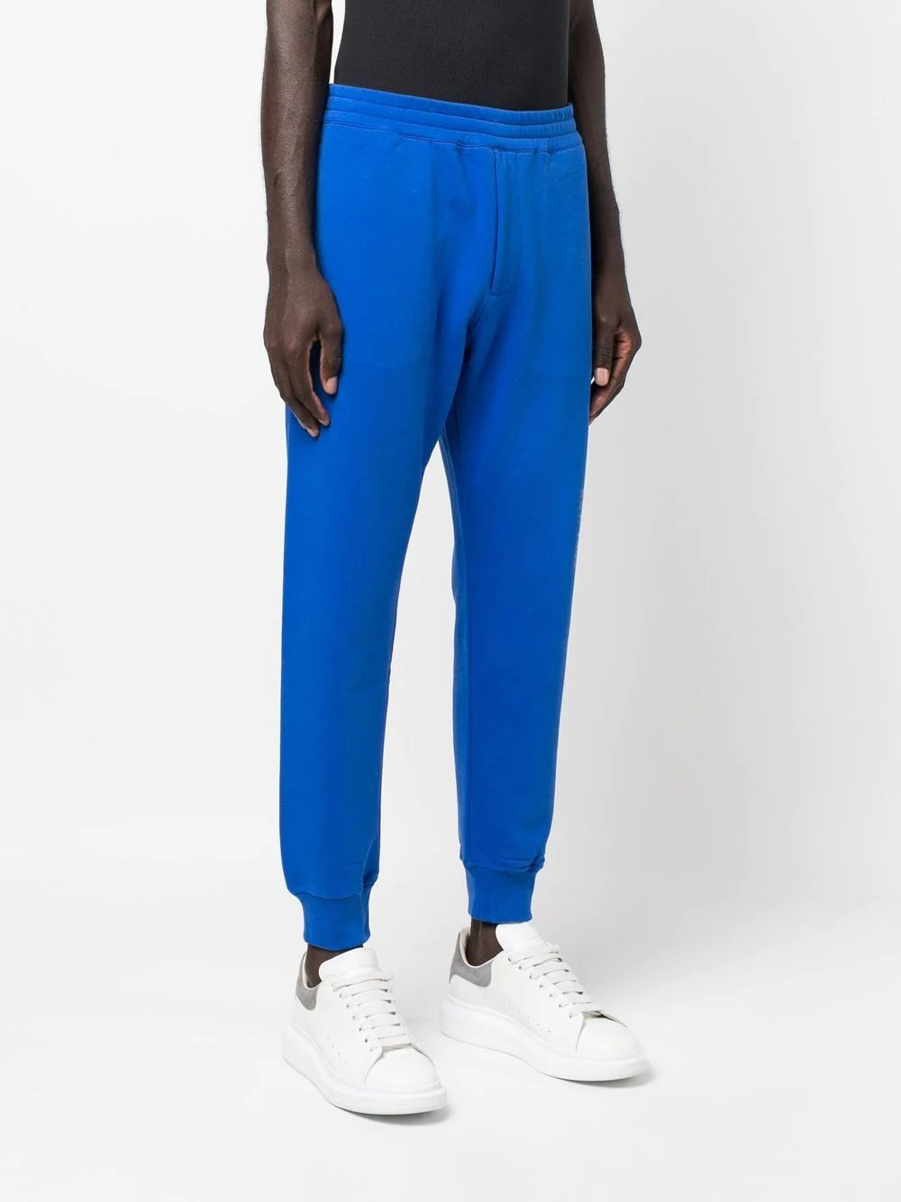 ALEXANDER MCQUEEN Graffiti Logo Print Sweat Pants Royal Blue - MAISONDEFASHION.COM