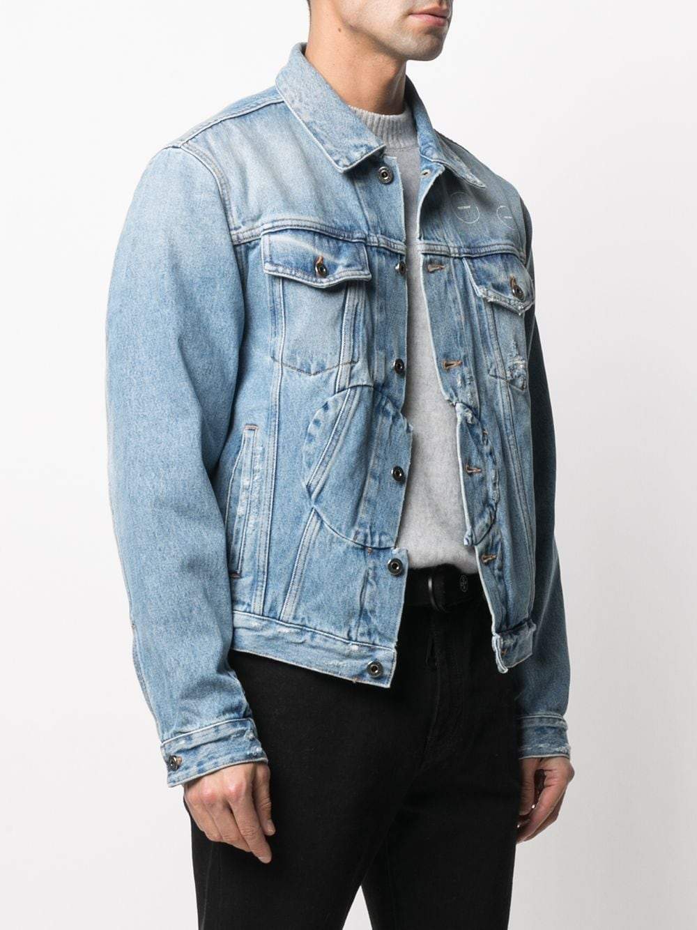 OFF-WHITE Twist Arrow Denim Jacket Blue - Maison De Fashion 