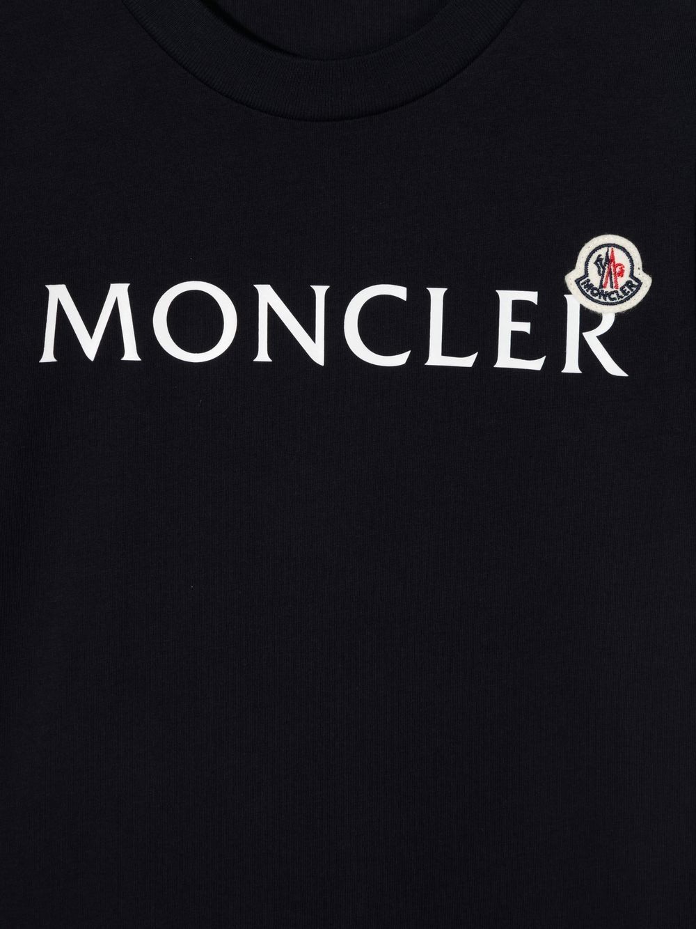 MONCLER KIDS Logo Print T-Shirt Navy/White - MAISONDEFASHION.COM