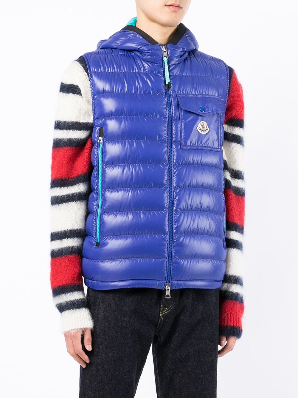 MONCLER Ragot logo-patch padded gilet Blue - MAISONDEFASHION.COM