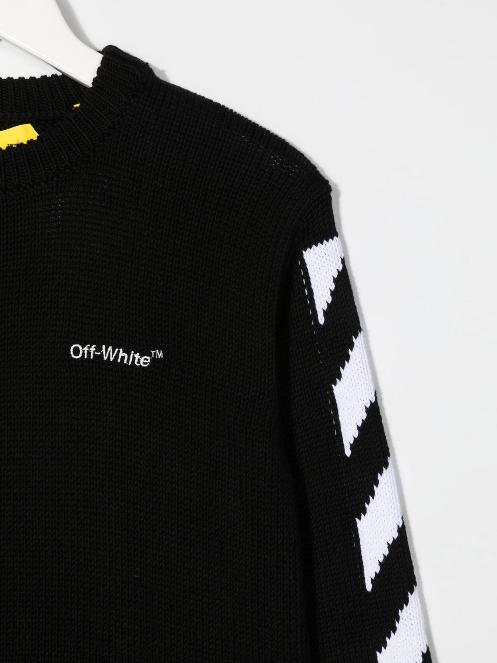 OFF-WHITE KIDS Rubber Arrow Knit Logo Sweatshirt Black/White - MAISONDEFASHION.COM