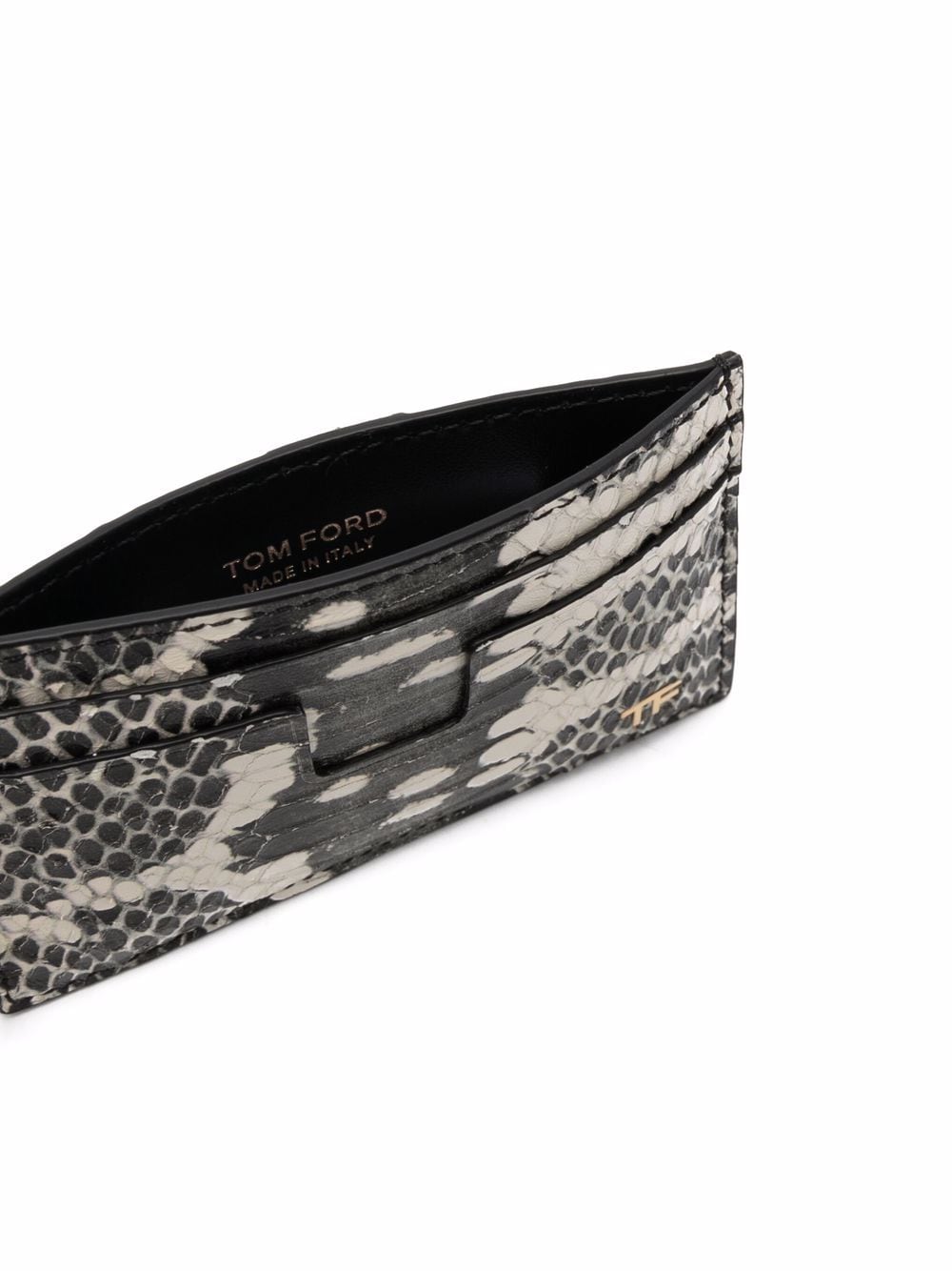 TOM FORD Snakeskin Effect Logo Card Holder White - MAISONDEFASHION.COM