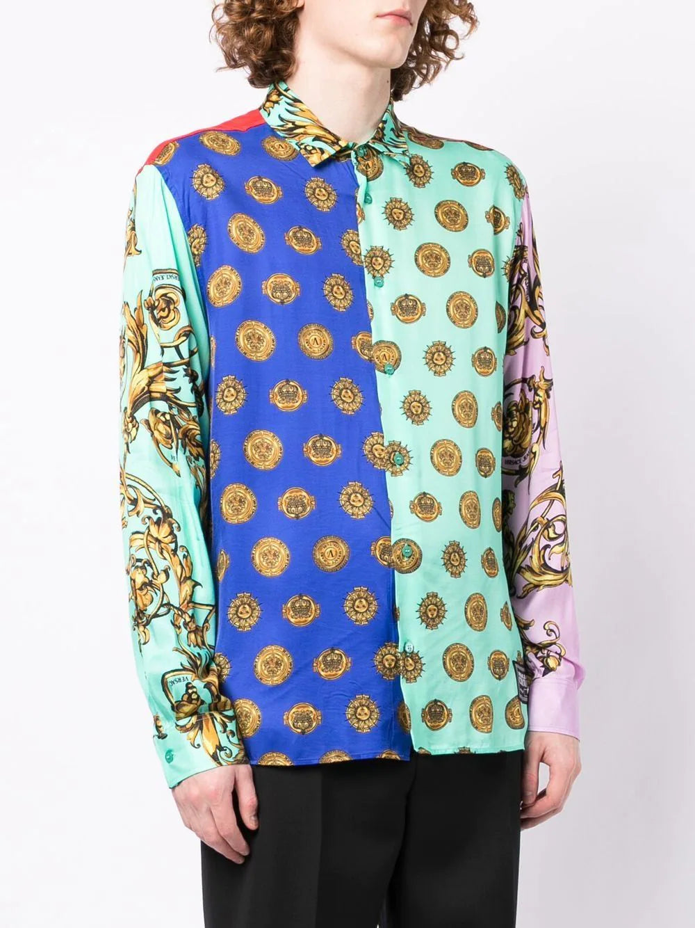 VERSACE JEANS COUTURE Barocco-print long-sleeve shirt Multicolour - MAISONDEFASHION.COM