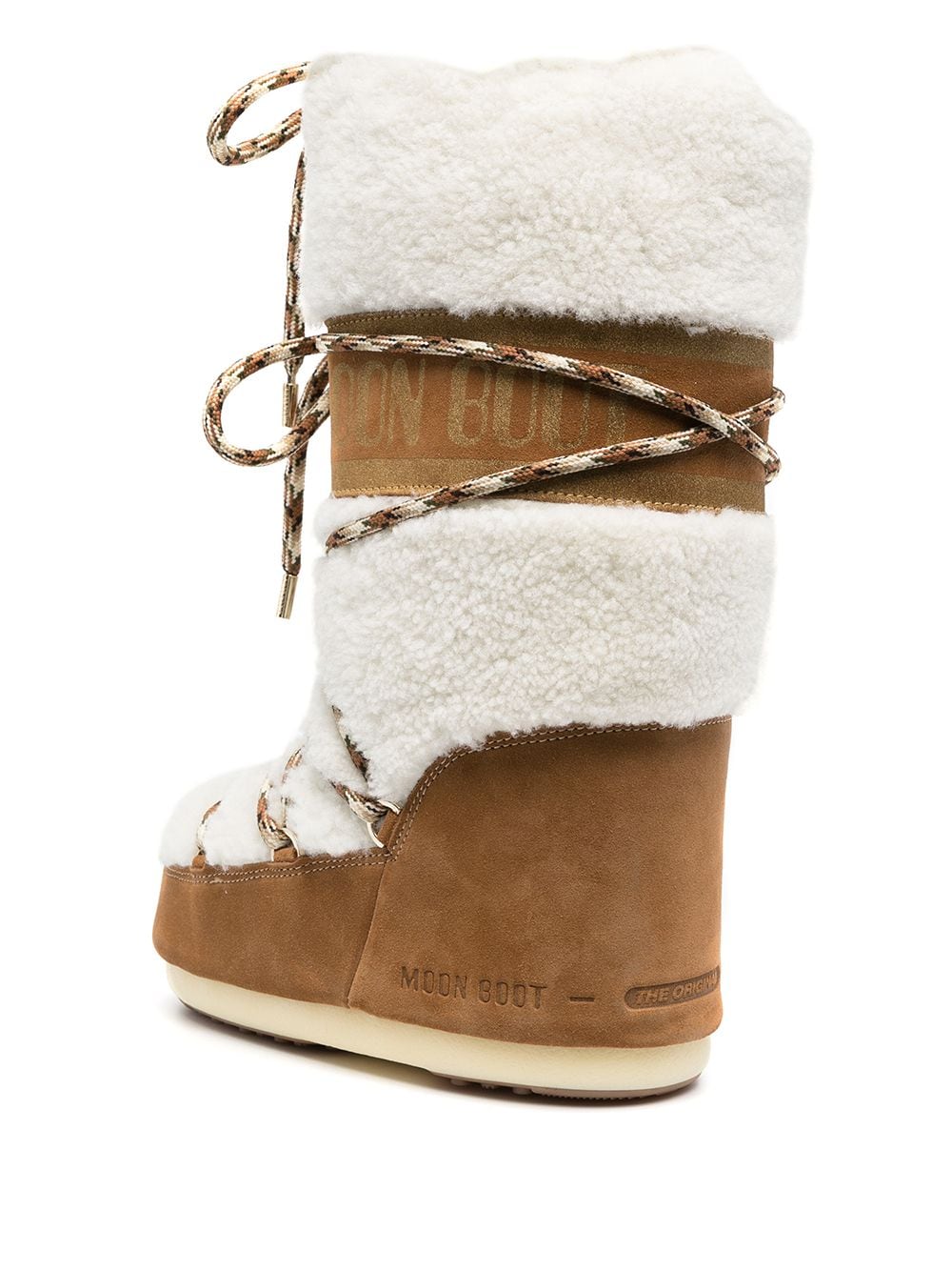 MOON BOOT WOMEN LAB69 Icon Shearling Snow Boots Whisky/White - MAISONDEFASHION.COM