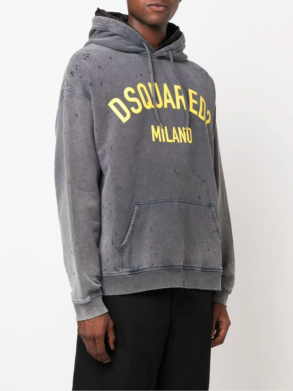 DSQUARED2 D2 Milano Hoodie Black - MAISONDEFASHION.COM