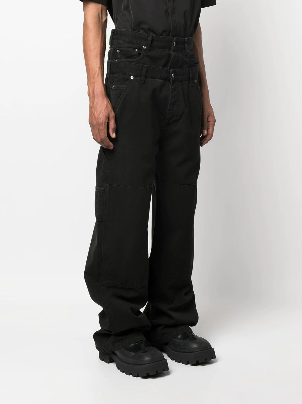 OFF-WHITE Wave Off Canvas Double Over Pant Black/Black - MAISONDEFASHION.COM