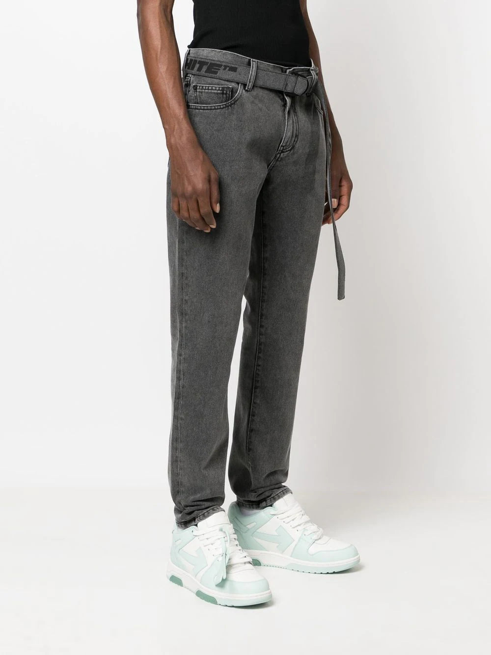 OFF-WHITE Industrial Belt Skinny Jeans Grey/Black - MAISONDEFASHION.COM