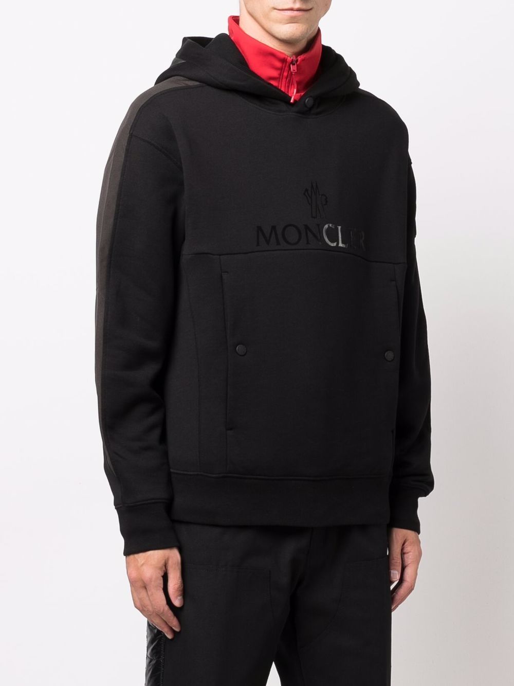 MONCLER Logo Print Hoodie Black - MAISONDEFASHION.COM