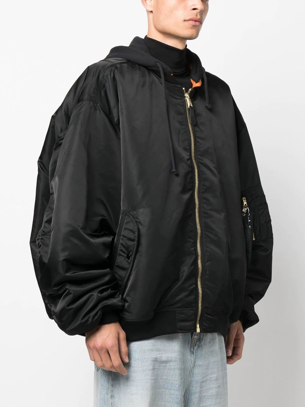 VETEMENTS Reversible Bomber Jacket Black/Orange - MAISONDEFASHION.COM