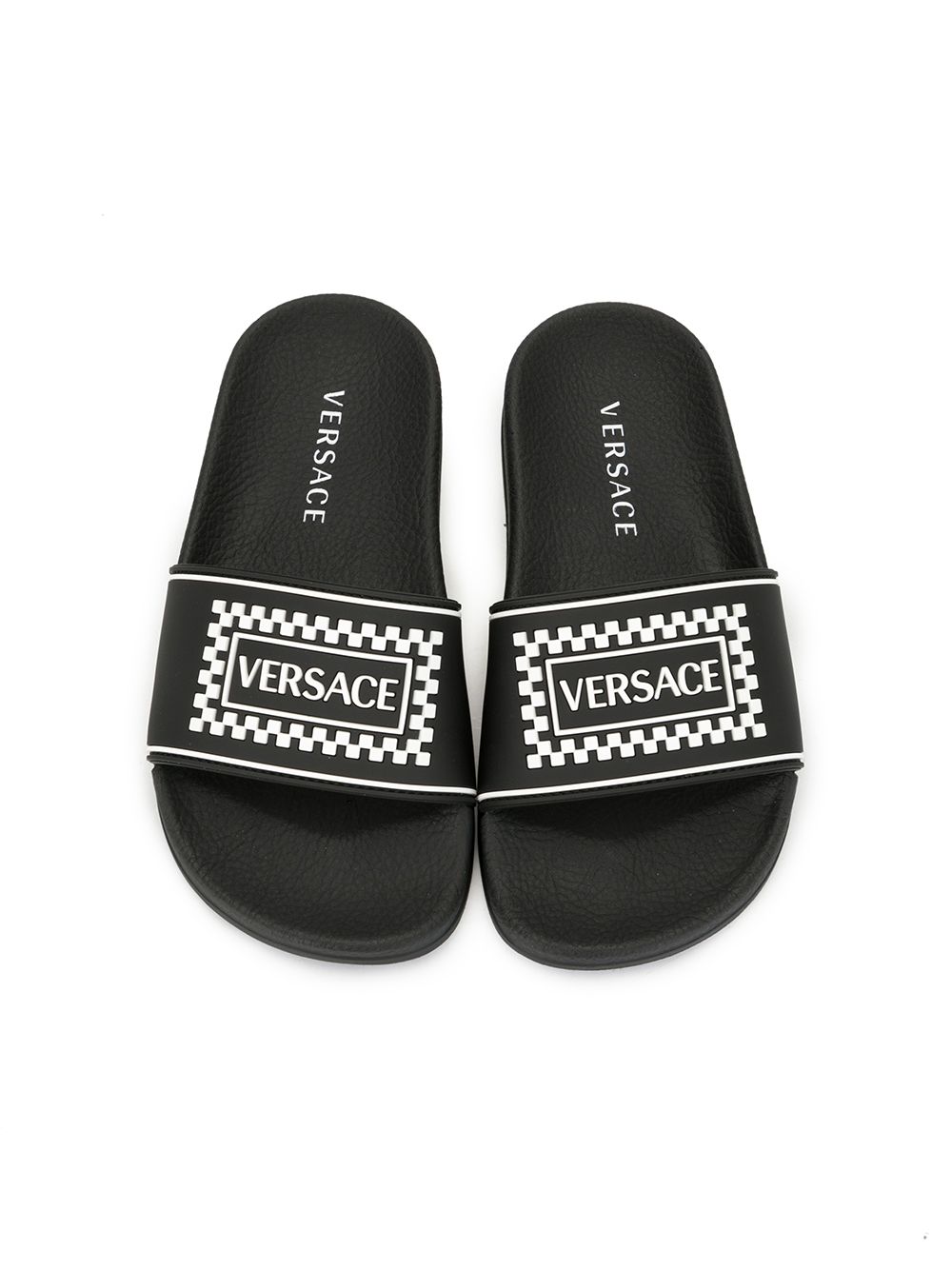 VERSACE KIDS Logo slides Black - MAISONDEFASHION.COM