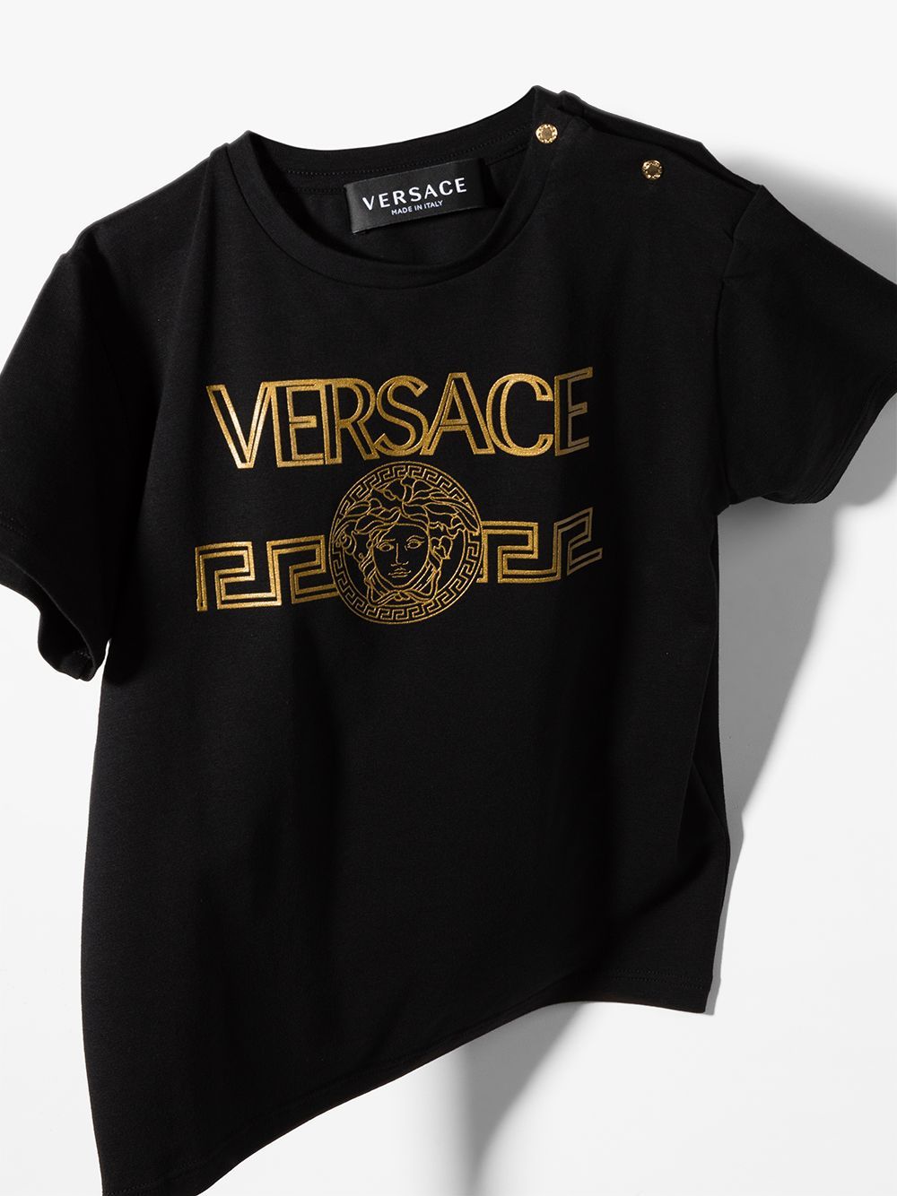 VERSACE BABY Greca logo T-shirt Black - MAISONDEFASHION.COM