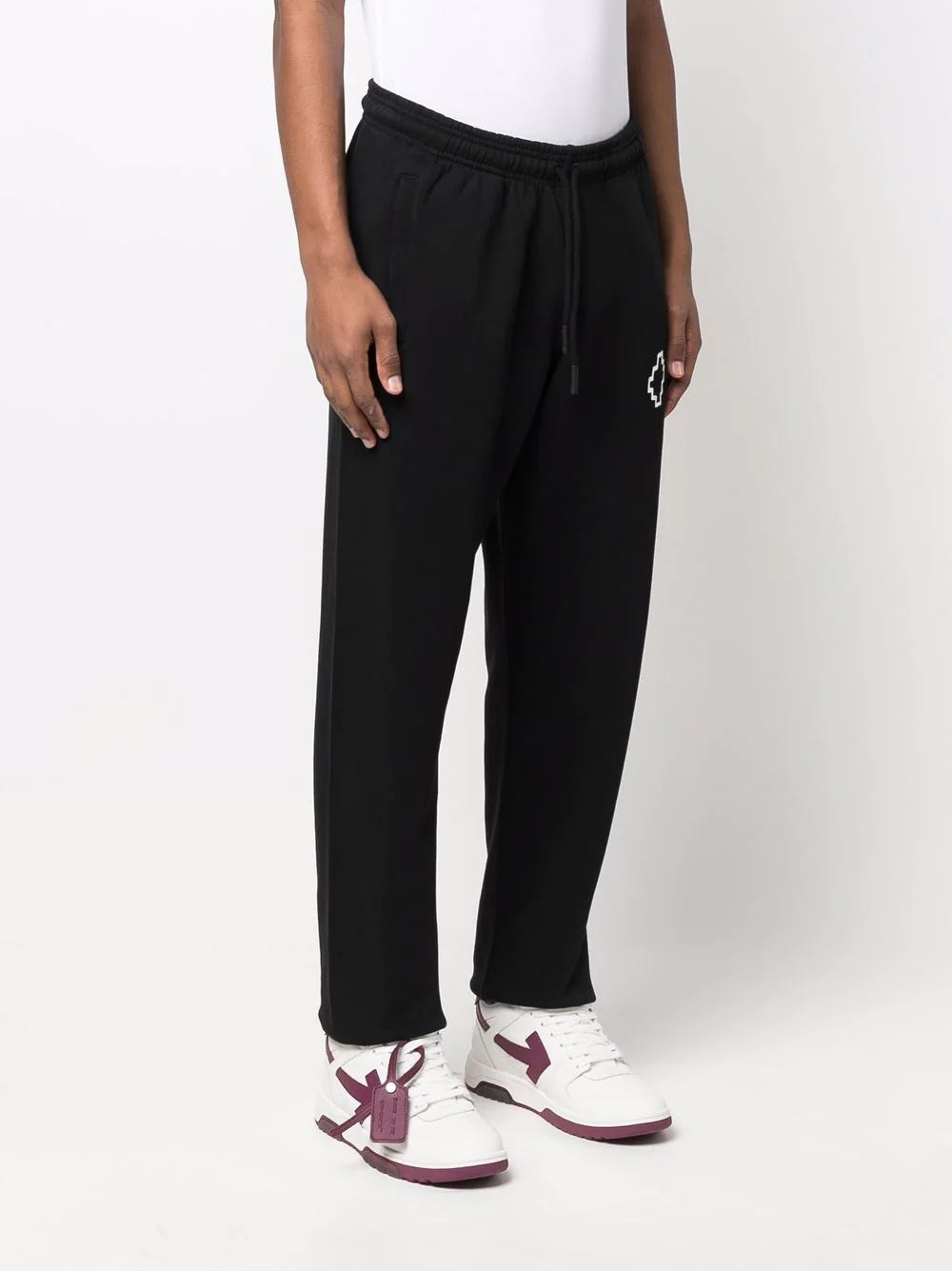 MARCELO BURLON Tempera Cross Relax Sweat Pants Black/White - MAISONDEFASHION.COM