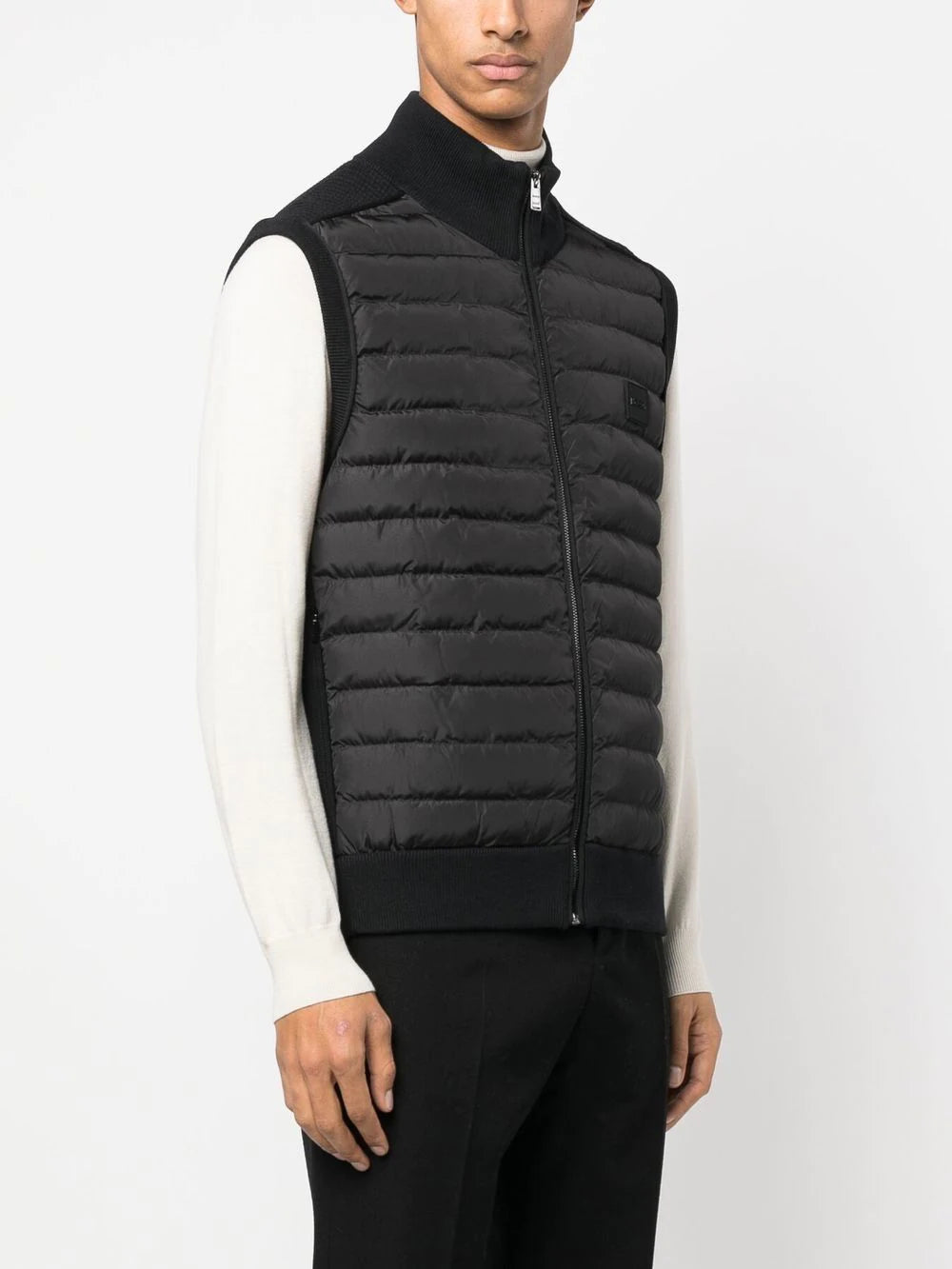 BOSS Logo-patch Quilted Gilet Black - MAISONDEFASHION.COM