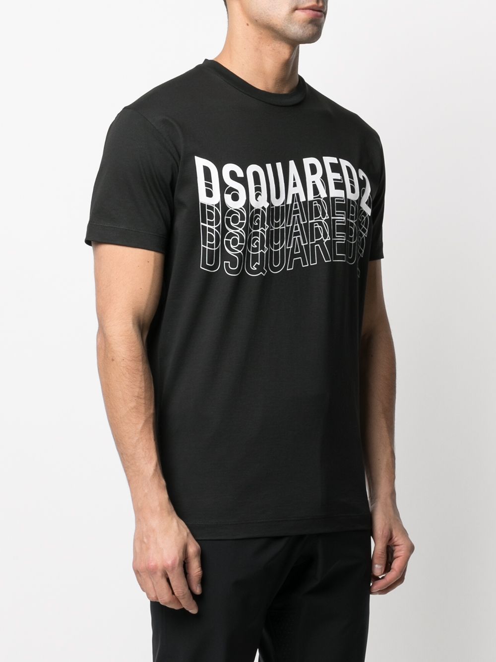 DSQUARED2 Wave Logo T-Shirt Black - MAISONDEFASHION.COM