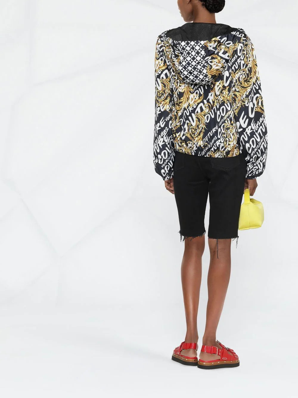 VERSACE WOMEN Baroque Print All Over Logo Zip Up Jacket Black - MAISONDEFASHION.COM