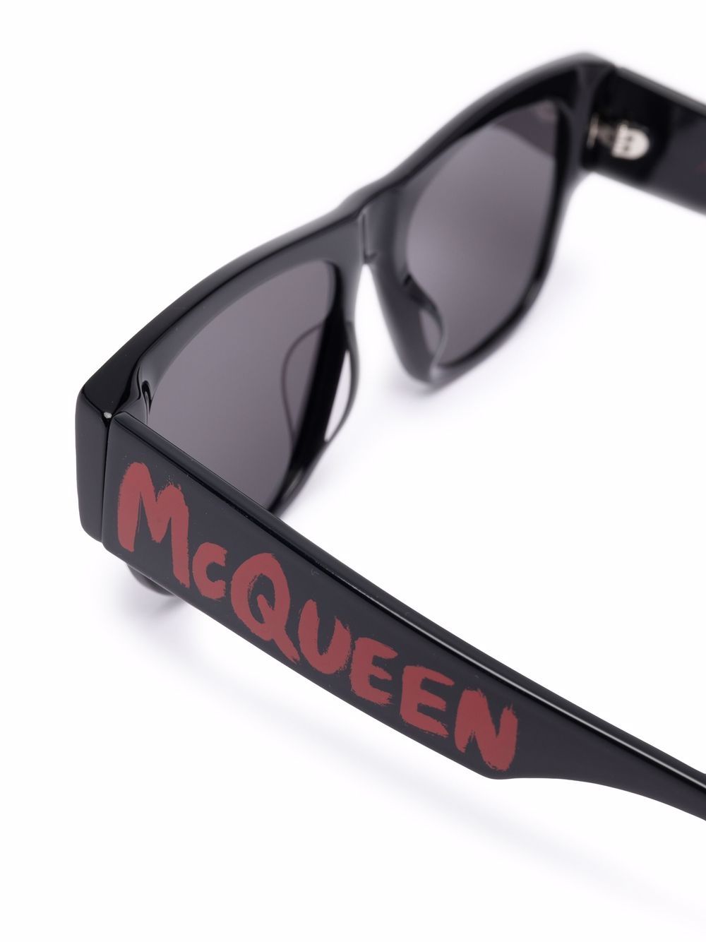 ALEXANDER MCQUEEN Rectangle Logo Sunglasses Black/Red - MAISONDEFASHION.COM