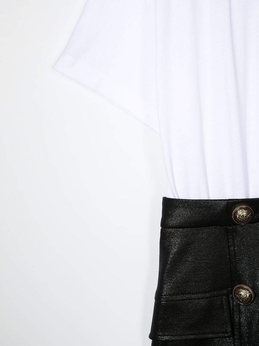 BALMAIN KIDS T-shirt skirt panelled dress White/Black - MAISONDEFASHION.COM