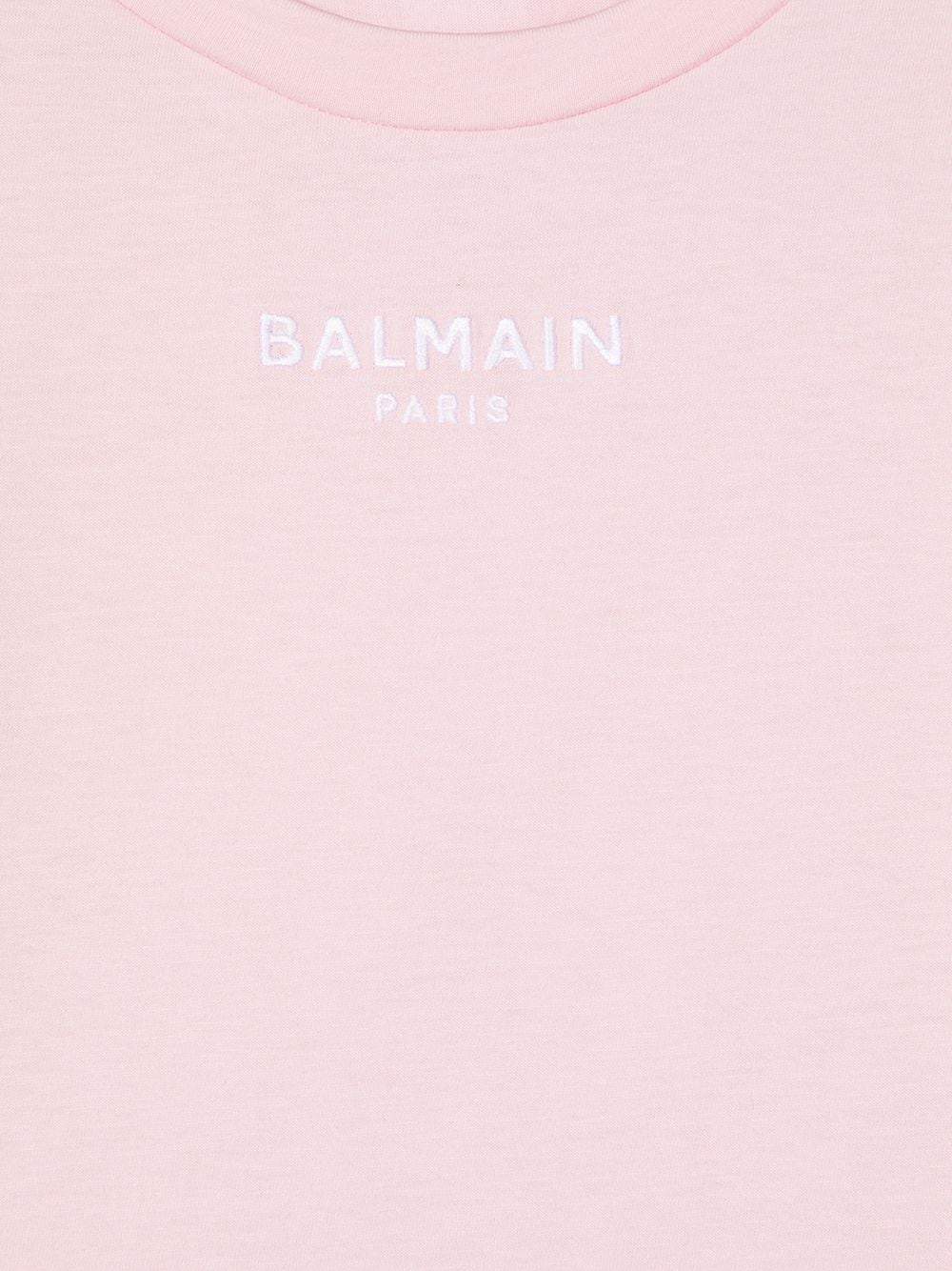 BALMAIN KIDS Logo embroidered t-shirt Pink - MAISONDEFASHION.COM