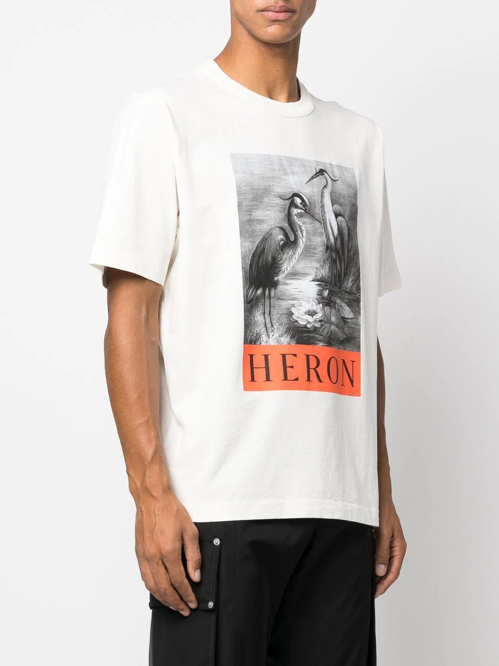 HERON PRESTON Heron S/S T-Shirt White/Black - MAISONDEFASHION.COM