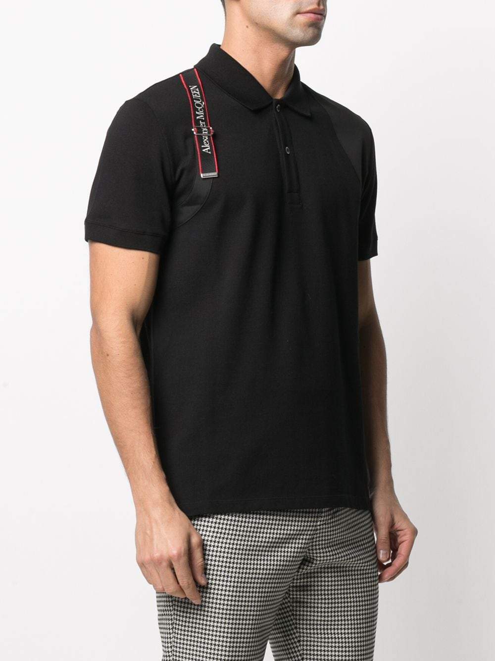 ALEXANDER MCQUEEN Logo Harness Polo Shirt Black - Maison De Fashion 