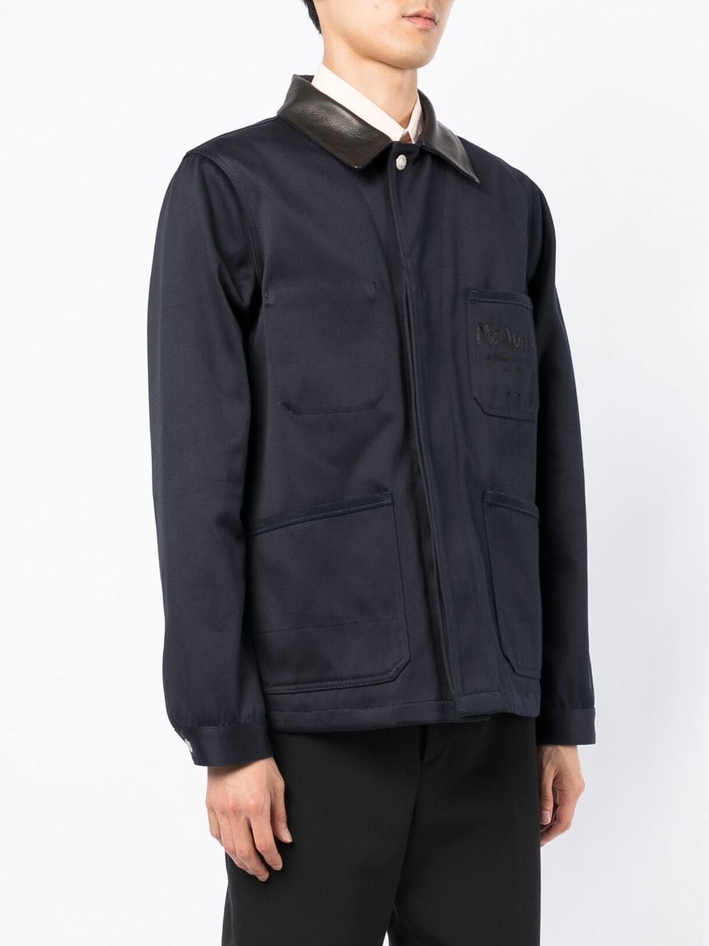 ALEXANDER MCQUEEN Logo Shirt Jacket Navy - MAISONDEFASHION.COM