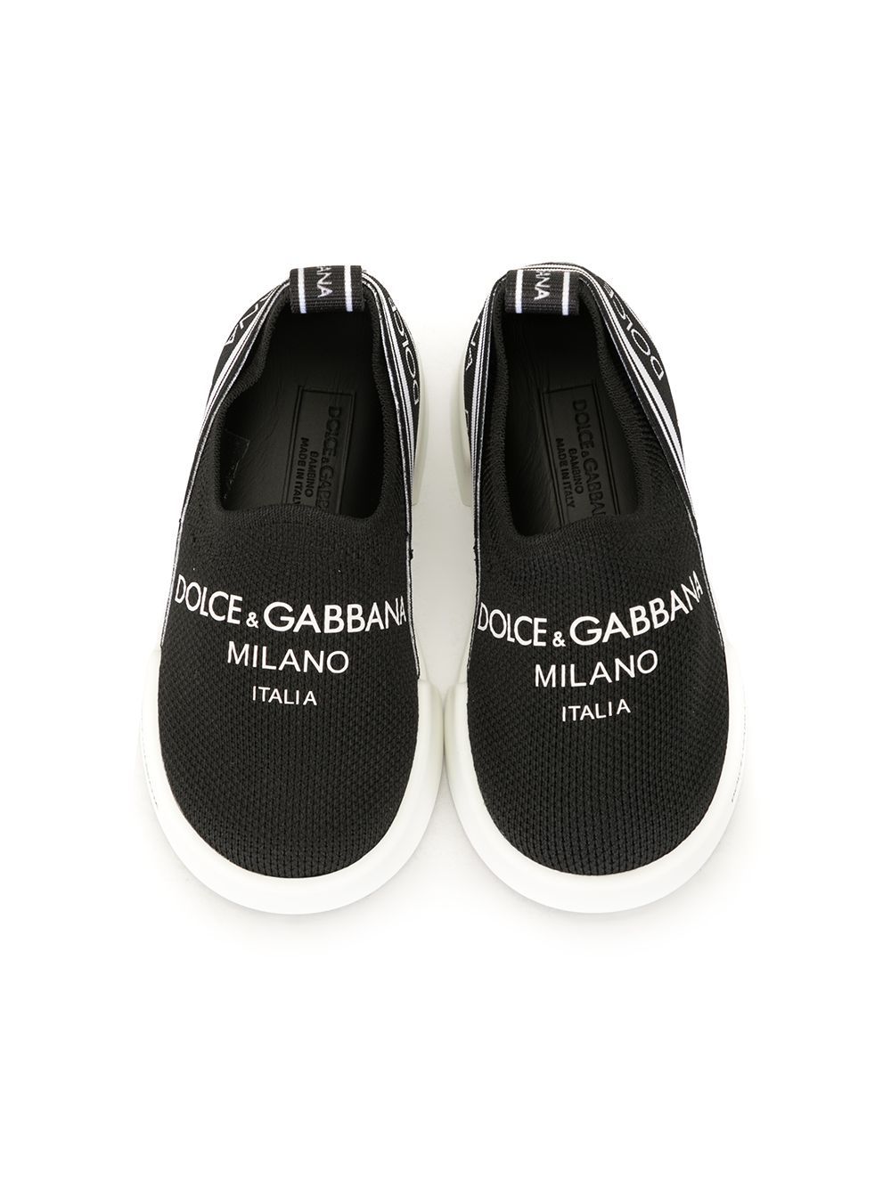 DOLCE & GABBANA BABY Logo print slip-on sneakers Black - MAISONDEFASHION.COM
