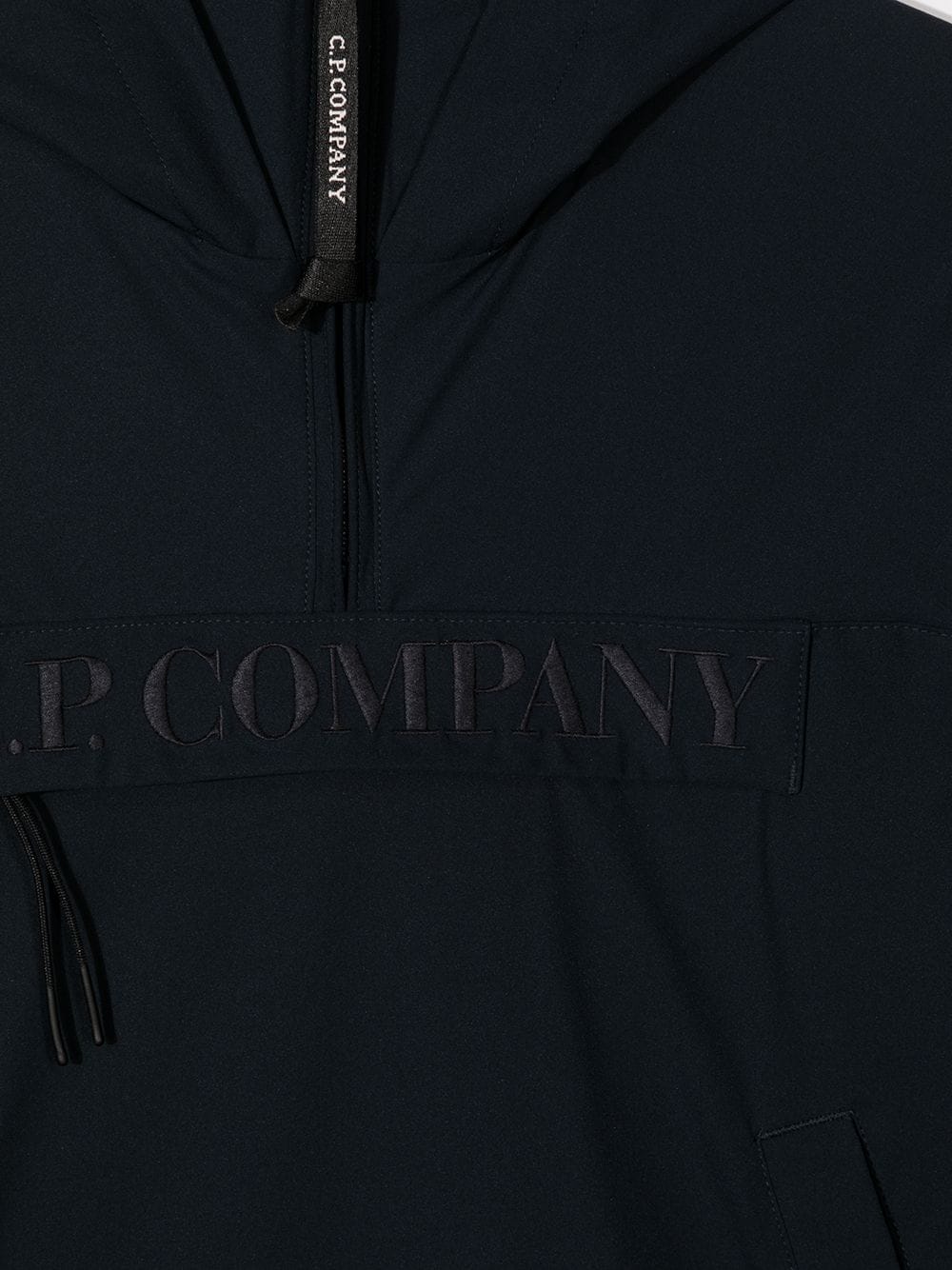C.P. COMPANY KIDS Logo-embroidered rain jacket Navy - MAISONDEFASHION.COM