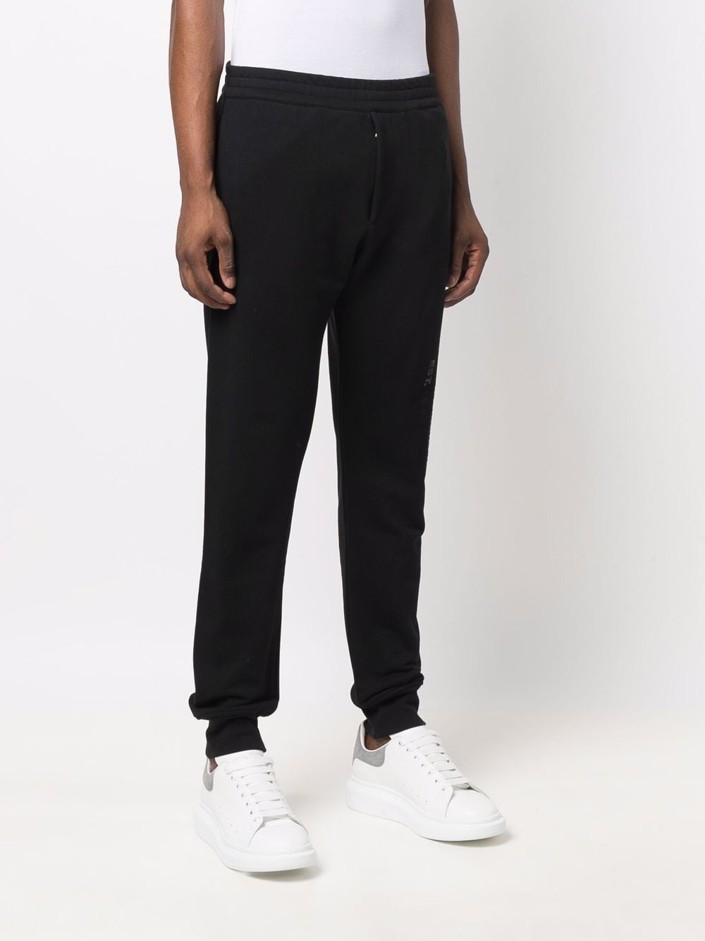 ALEXANDER MCQUEEN Logo Print Sweat Pants Black - MAISONDEFASHION.COM