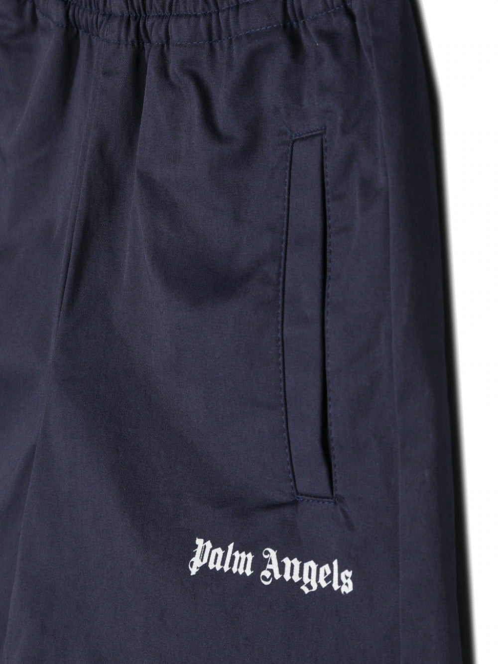 PALM ANGELS KIDS Track PA Logo Shorts Navy Blue - MAISONDEFASHION.COM
