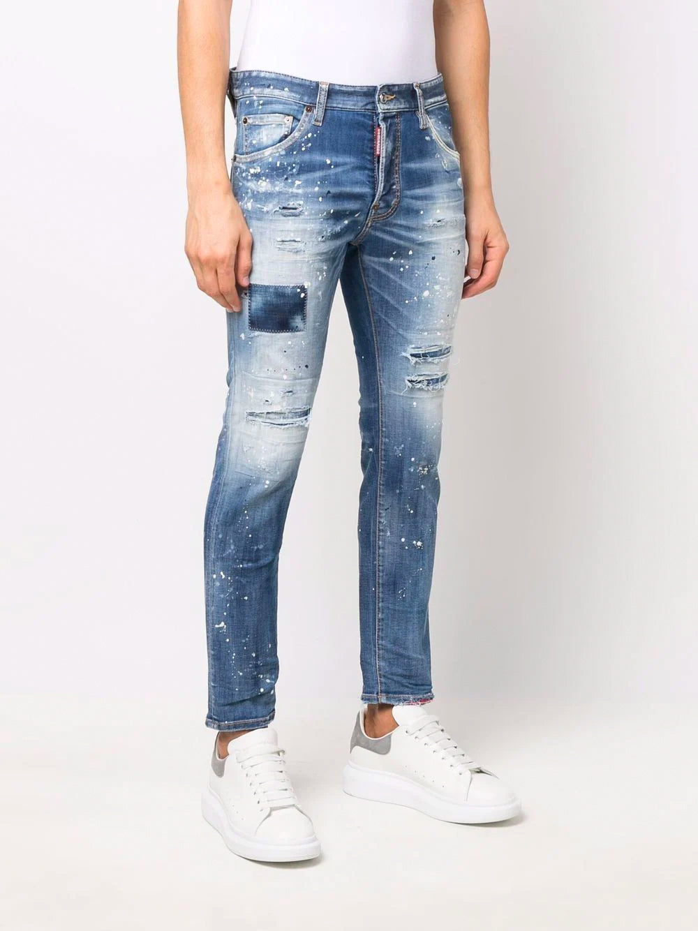 DSQUARED2 Logo Patch 5 Pocket Denim Jeans - MAISONDEFASHION.COM