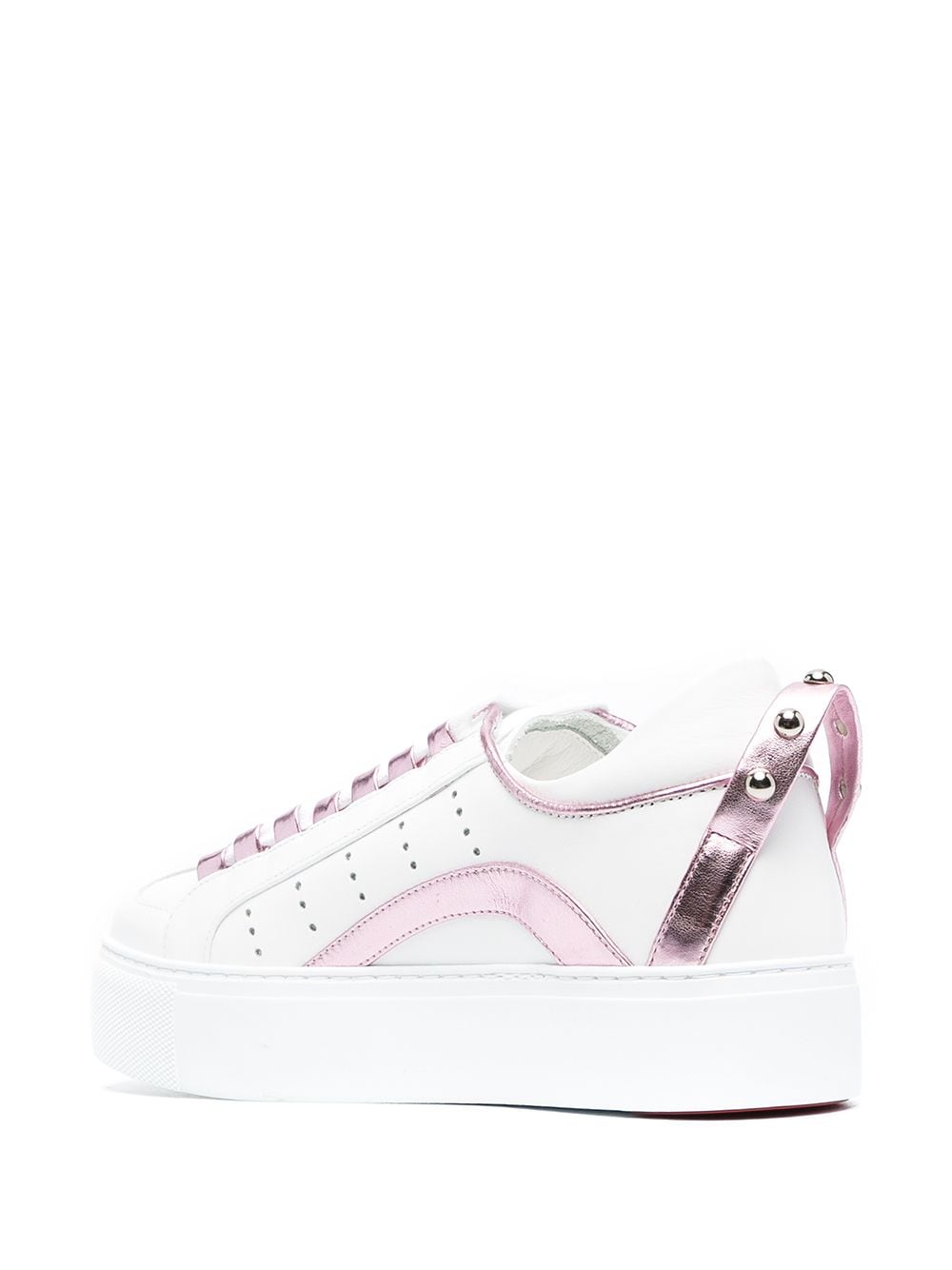 DSQUARED WOMEN Logo-print lace-up sneakers White/Pink - MAISONDEFASHION.COM