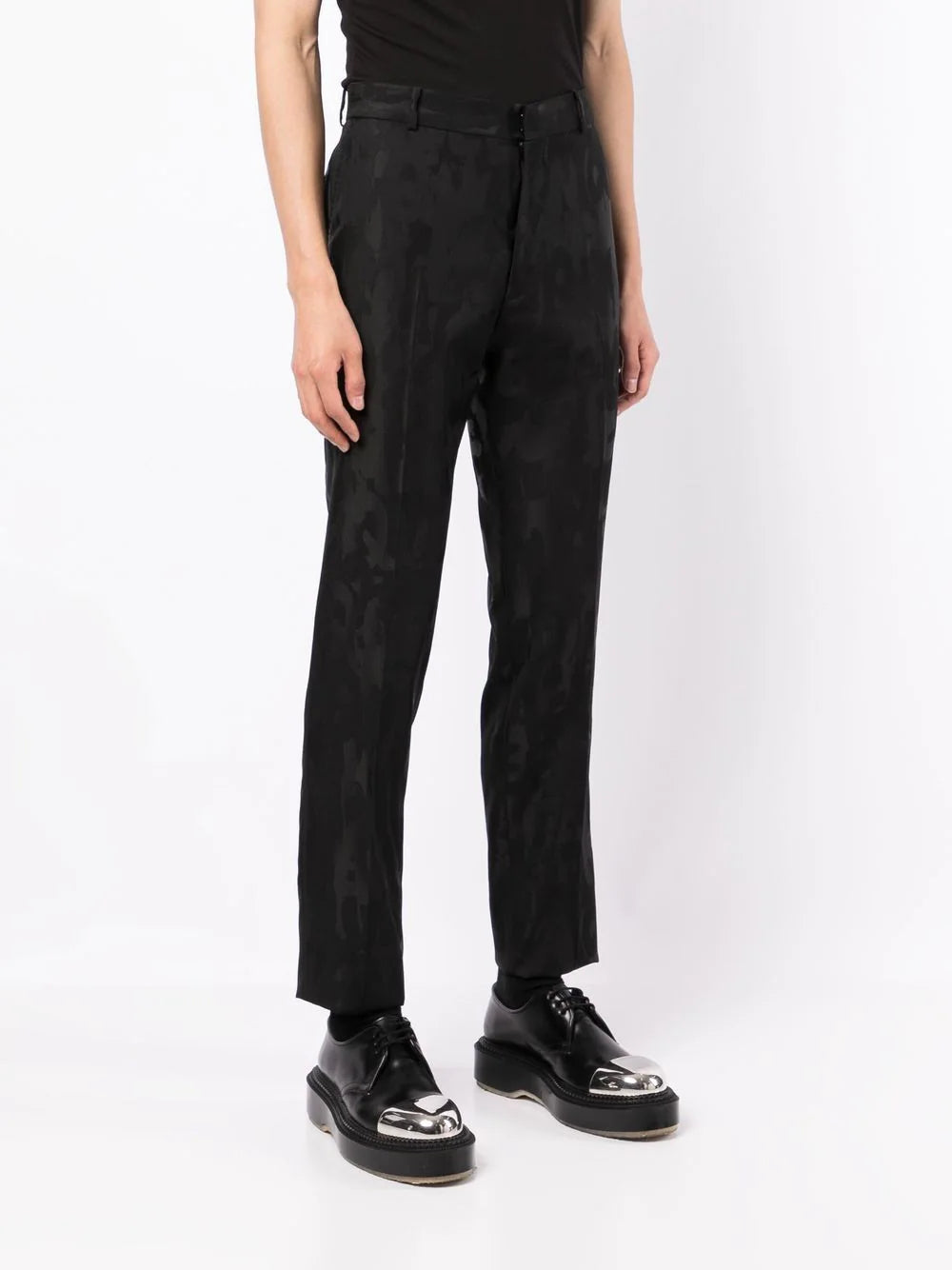 ALEXANDER MCQUEEN Tapered Graffiti Jacquard Trousers Black - MAISONDEFASHION.COM