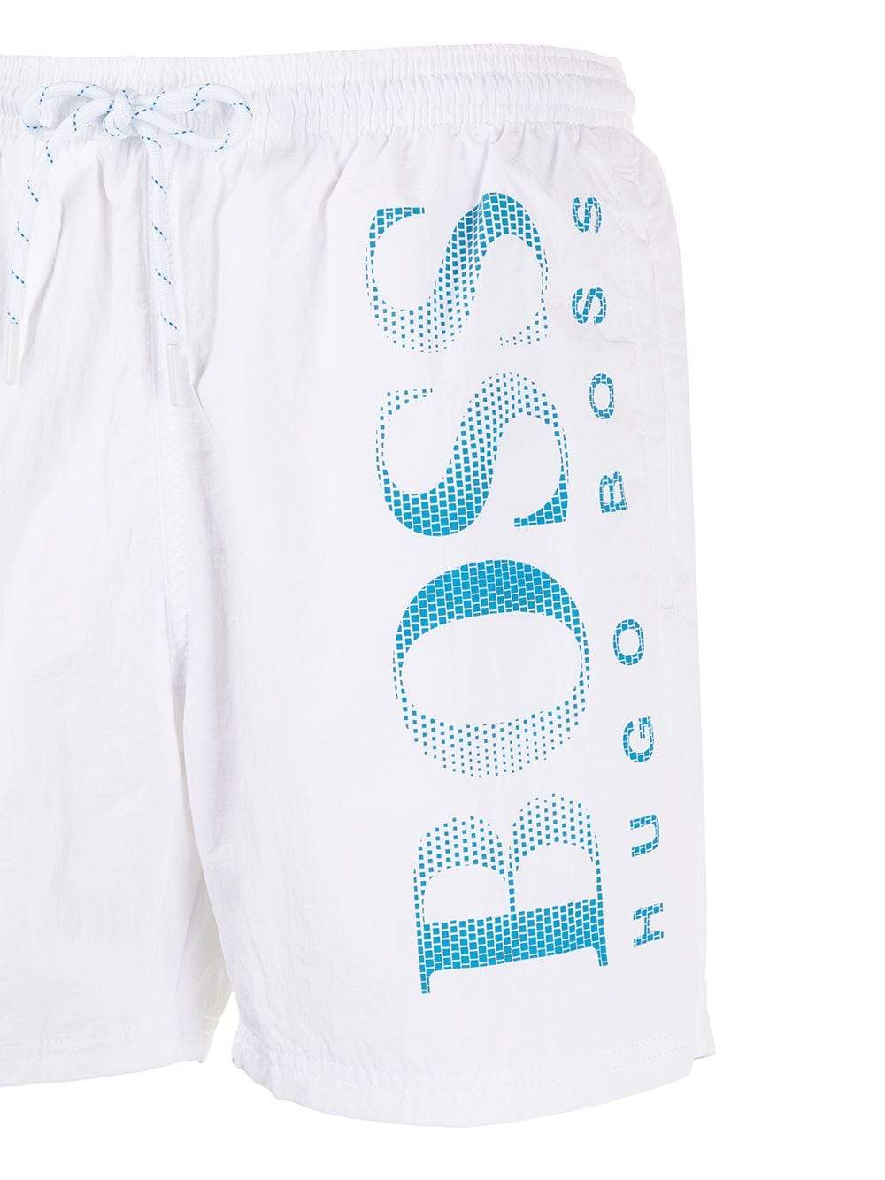 BOSS Logo Printed Octopus Swim Shorts White/Blue - MAISONDEFASHION.COM