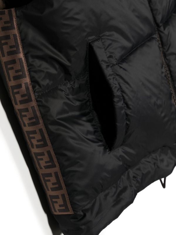 FENDI KIDS FF Monogram-Print Reversible Gilet Black/Brown - MAISONDEFASHION.COM