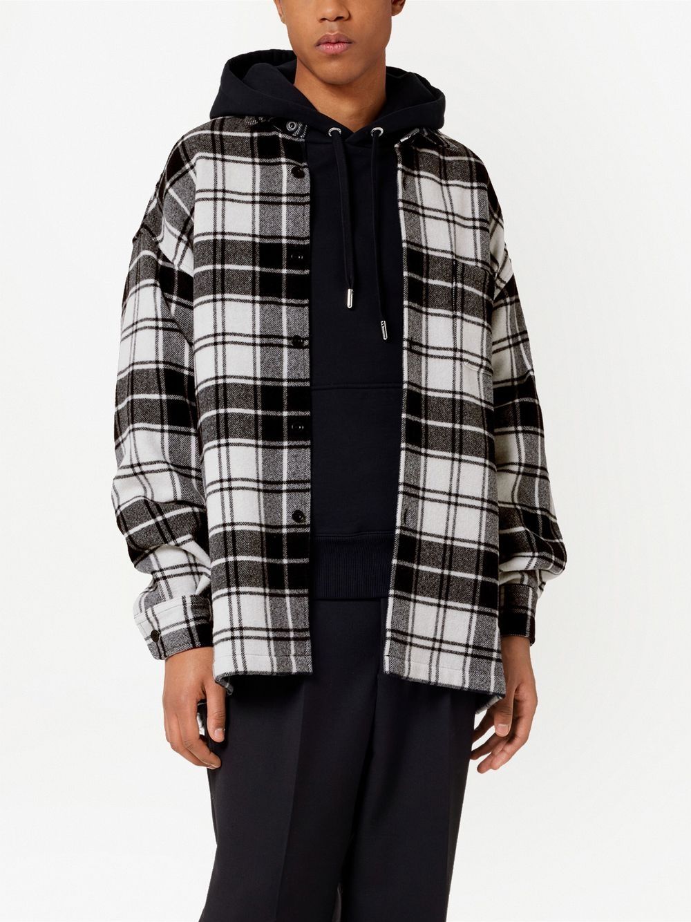 AMI PARIS France Print Checked Shirt Off-White/Black - MAISONDEFASHION.COM