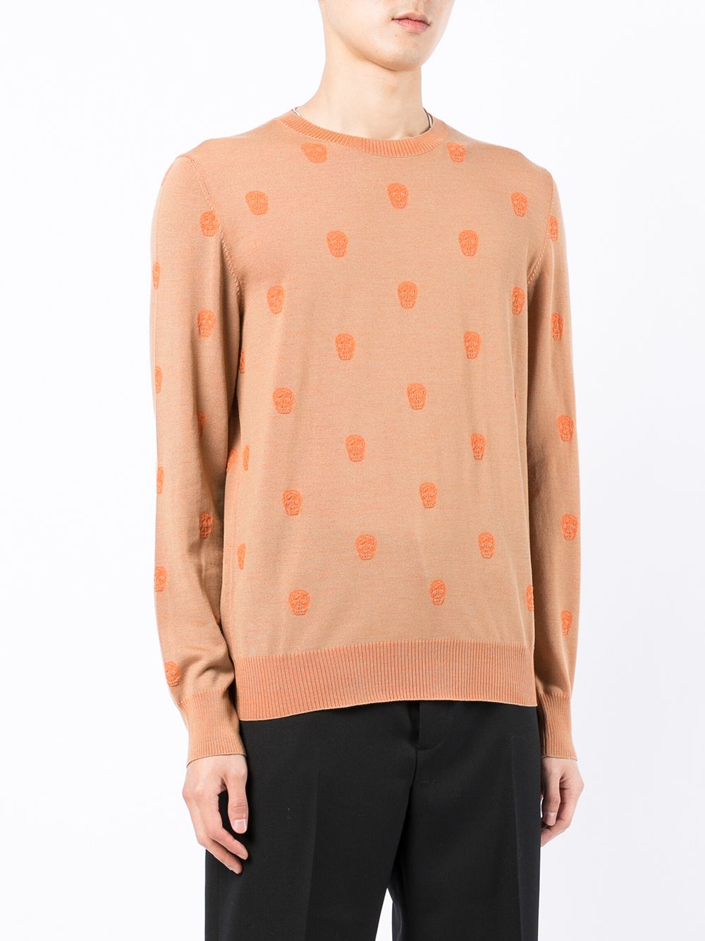 ALEXANDER MCQUEEN Skull Intarsia Knit Sweatshirt Beige - MAISONDEFASHION.COM