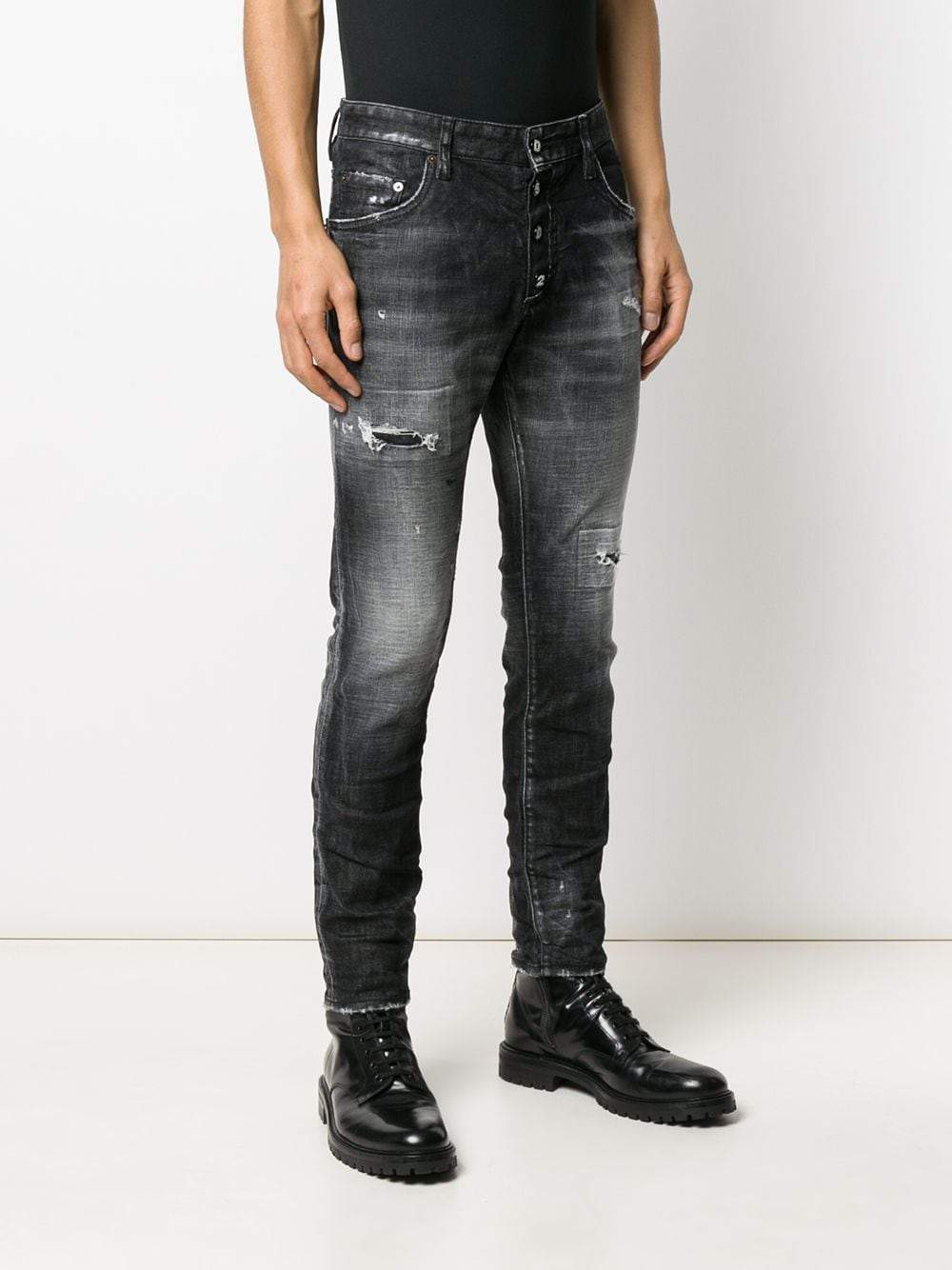 DSQUARED2 Skater Distressed Jeans Black - Maison De Fashion 