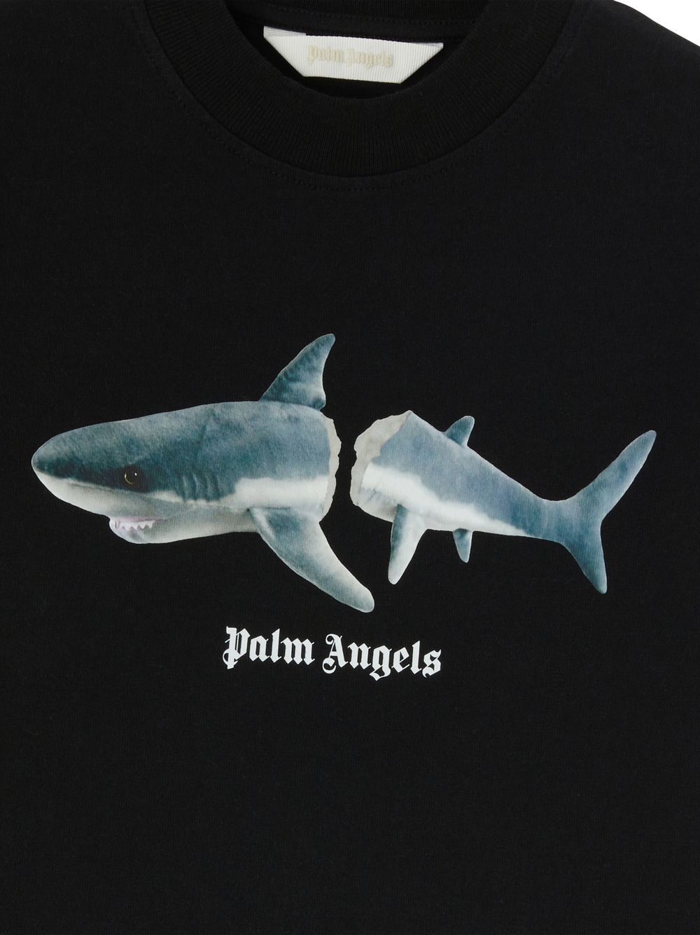 PALM ANGELS KIDS Shark T-Shirt S/S Black - MAISONDEFASHION.COM