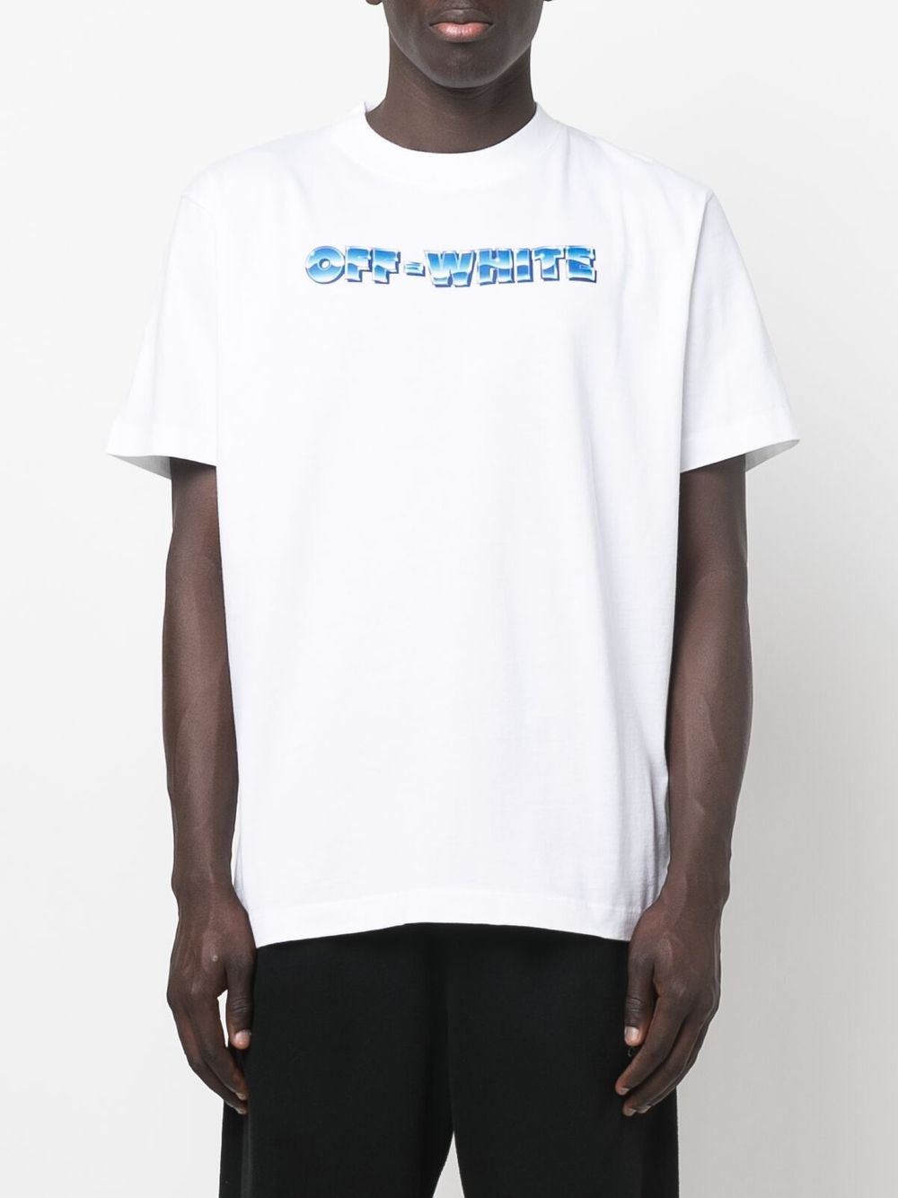 OFF-WHITE Blue Metal Arrow S/S Slim T-Shirt White - MAISONDEFASHION.COM