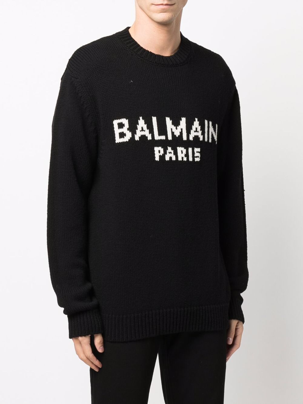 BALMAIN Logo Knitted Sweatshirt Black - MAISONDEFASHION.COM