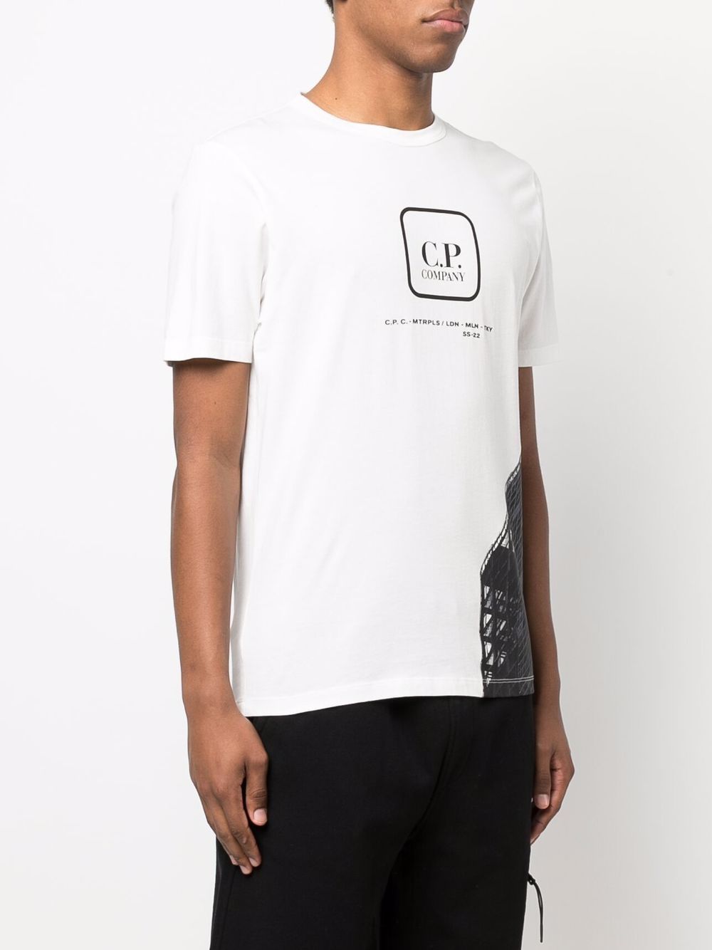 C.P. COMPANY Logo Print T-Shirt White - MAISONDEFASHION.COM