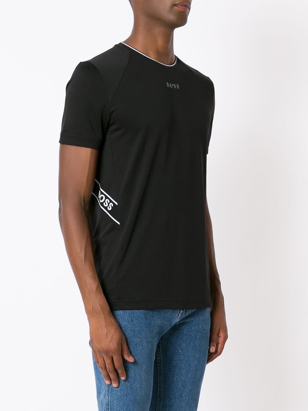 BOSS Logo Print T-Shirt Black - MAISONDEFASHION.COM