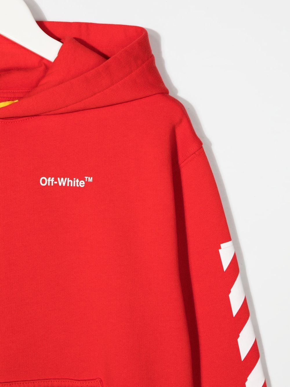 OFF WHITE KIDS Rubber Arrow Hoodie Red White MAISONDEFASHION.COM