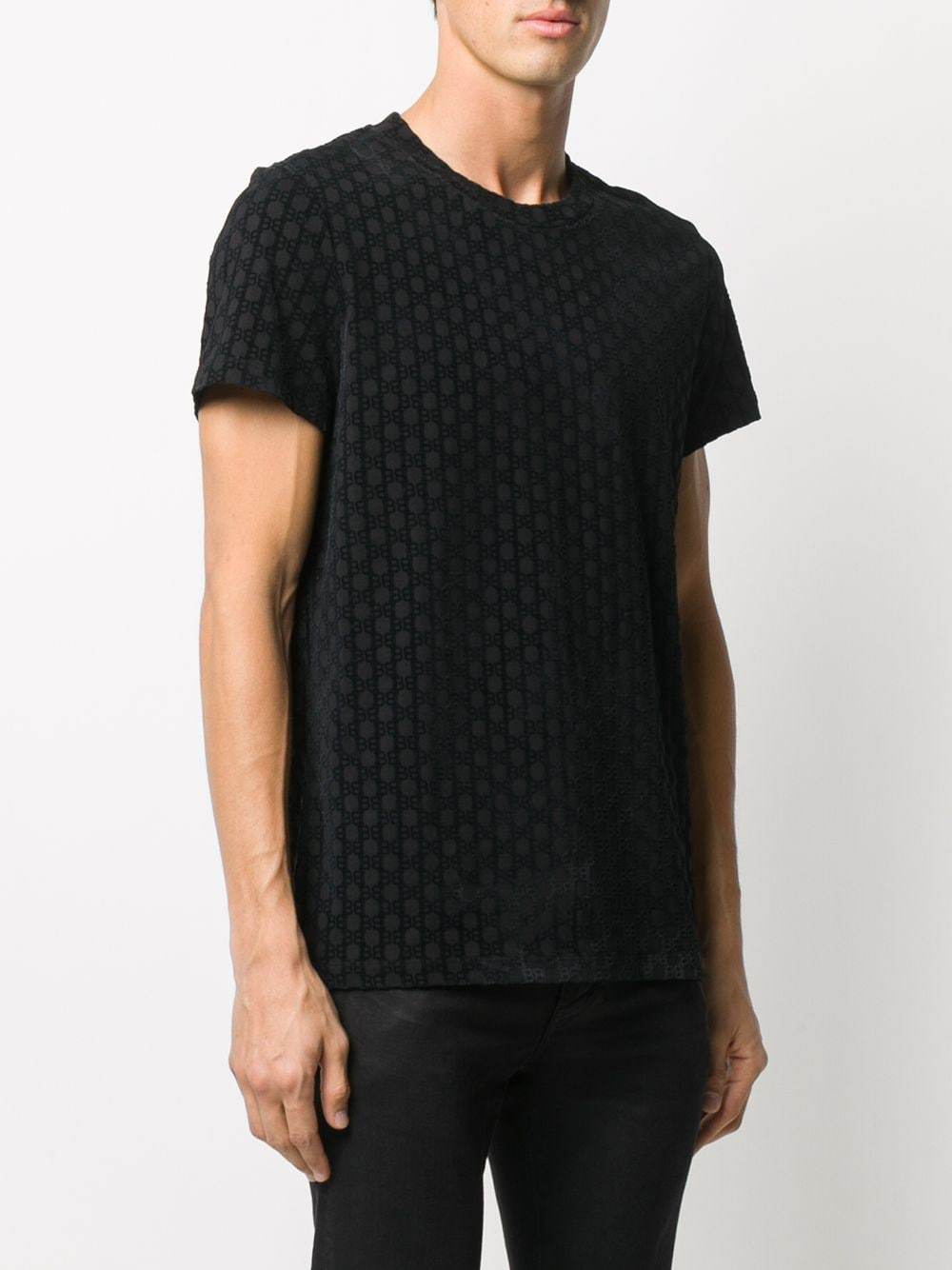 BALMAIN BB Logo Flock Monogram T-Shirt Black - Maison De Fashion 