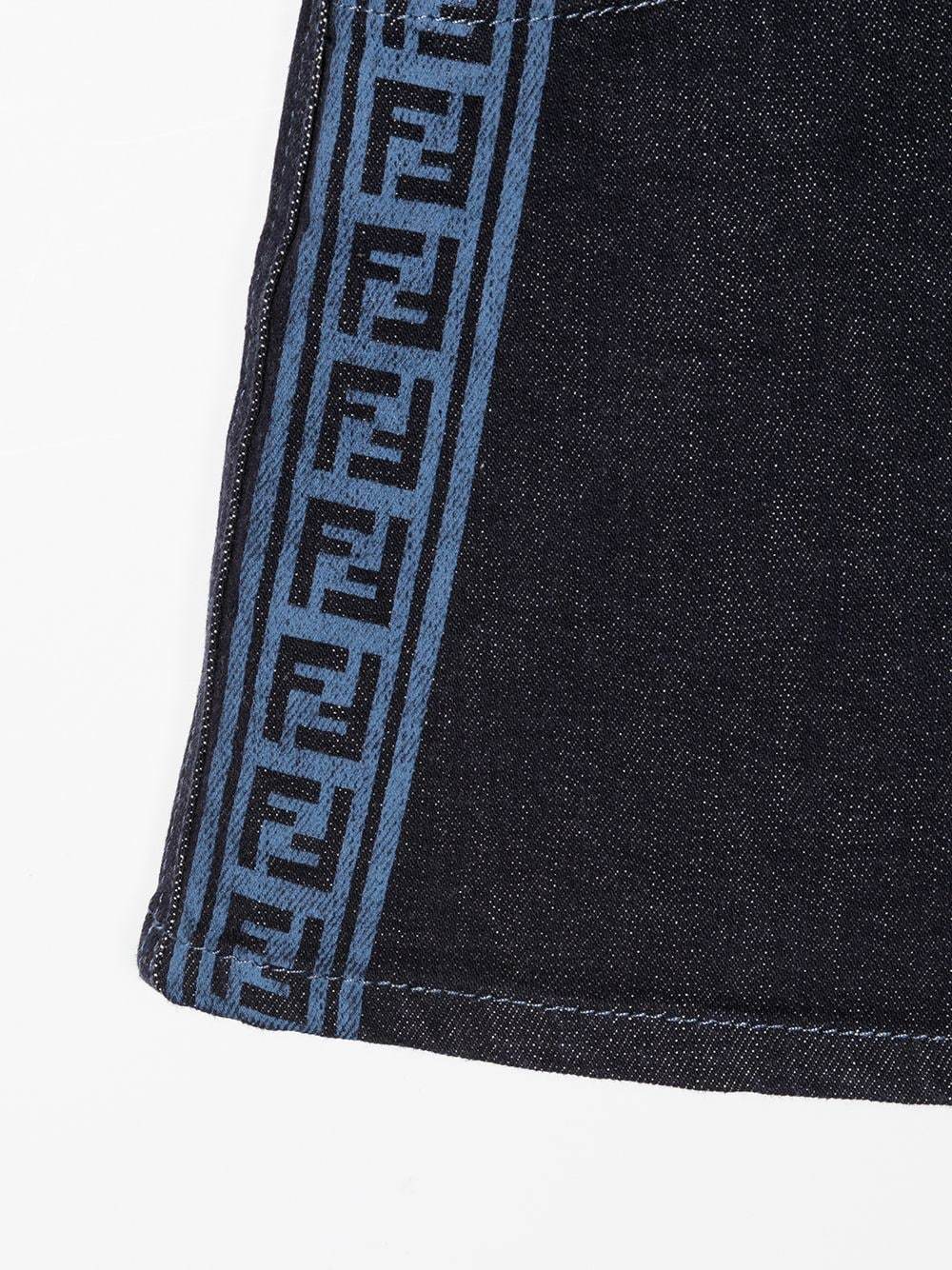 FENDI KIDS FF Trim Denim Skirt Navy - MAISONDEFASHION.COM