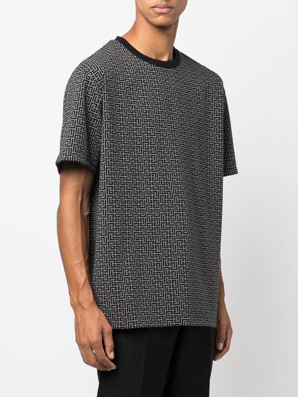 BALMAIN Monogram Bulky Fit T-Shirt Dark Grey - MAISONDEFASHION.COM