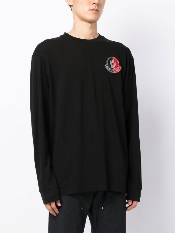 MONCLER GENIUS 1952 X 2 Long Sleeve Logo Patch T-Shirt Black - MAISONDEFASHION.COM